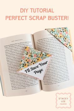 DIY corner fabric bookmark tutorial, an easy sewing project for book lovers and a great fabric scrap buster. Bookmark Tutorial, Simple Sewing Tutorial, Scrap Busters, Creative Sewing, Simple Sewing, Bookmarks Handmade, English Paper Piecing