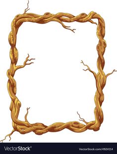 an old tree branch frame on a white background