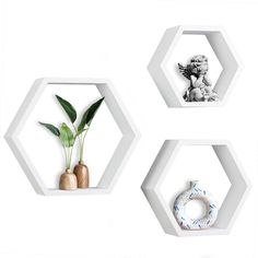 PRICES MAY VARY. Wood FLEXIBLE: Features polygon meet diverse needs and flexible wall mounting, suit for grouping together or hang separately. displaying collectibles, arts, crafts, picture frames, house plants, stuffed toys in living room, bedroom, office or for home supplies in bathroom or kitchen TOUCH OF CLASS: These honeycomb shelves are totally space saving and clutter free. Add these hexagon shelves to your home to organize your bits & pieces around the home DIMENSIONS: You′ll get 3 shelv Hexagonal Shelves, Hexagon Floating Shelves, Floating Shelves Wood, Wooden Storage Shelves, Wood Storage Rack, Wall Mounted Shelf, Honeycomb Shelves, Shelves Wood, White Floating Shelves