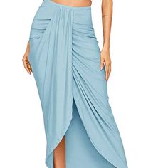 High Low Skirt Asymmetric Wrap Split High Waist Draped Pencil Bodycon Skirt Skirt Wrap, High Waisted Maxi Skirt, Draped Skirt, High Low Skirt, Ruched Skirt, Long Skirts For Women, Boho Skirts, Asymmetrical Skirt, Body Con Skirt