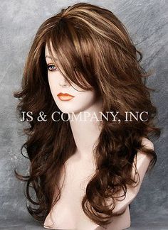 COLOR SHOWN: FS8/27/613 - chestnut brown, strawberry blonde and pale blonde mix. You can also finger style or use a wig pick or brush to sty le it. Hair spray can also be used. W avy, curly, or straight, these styles are baked in, so even after washes, the styles and colors of these hairpieces will bounce right back. Butterfly Haircut, Haircuts For Long Hair With Layers, Long Hair With Bangs, Long Layered Hair, Haircuts For Long Hair, Feathered Hairstyles, Blonde Color, Long Hair Cuts, Medium Length Hair Cuts