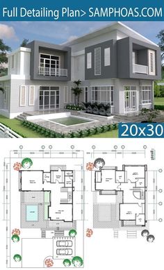 two story house plan with 3 bedroom and 2 bathrooms in the same area, it is also