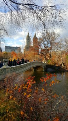 many people are riding on a bridge over the water