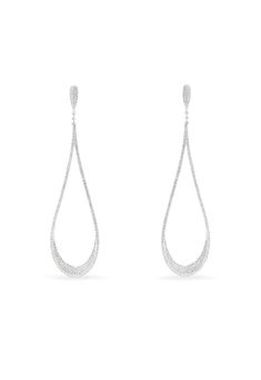 Effy Pave Classica 14K White Gold Diamond Drop Earrings, 1.63 TCW White Gold Oval Earrings For Parties, Elegant Pear-shaped Earrings For Evening, Party White Gold Oval Earrings, Evening Fine Jewelry Pear-shaped Earrings, Evening Drop Earrings With Diamond Cut, Sparkling White Gold Teardrop Earrings, Sparkling White Gold Earrings For Evening, Sparkling White Gold Evening Earrings, Evening Sparkling White Gold Earrings