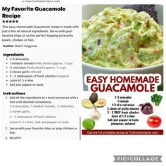 the recipe for guacamole is shown here