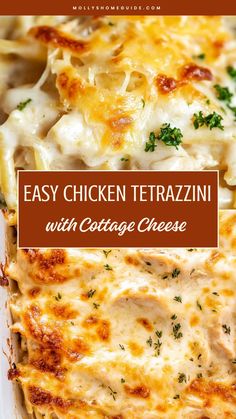 an easy chicken tetrazzini casserole with cottage cheese