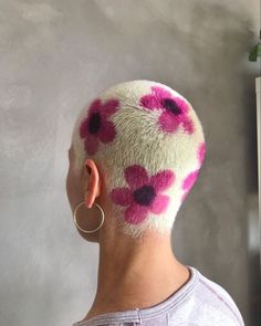 Shaved Head Styles, Dyed Flowers, Head Art, Bald Hair