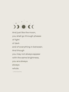 a poem written in black and white with the moon above it