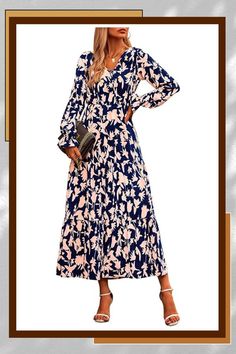 This Long Sleeve Wedding Guest Maxi Dress Is Made Of Soft And Lightweight Polyester Material. Thanks To The Elastic Waist And Loose Fit Cut, The Fall Dress Help Ensure You Move Freely. The Ruffle Sleeve And Floral Print Adds a Touch Of Elegance To The Long Sleeve Maxi Dress.Women Boho Long Dress Features A High Waist Design, Creating An Flattering Shape Boho Maxi Dress Casual, Boho Dress Fall, Floral Dress Wedding Guest, Maxi Dress Wedding Guest, Boho Dresses Long, Floral Wedding Dress, Midi Sundress, Square Neck Dress