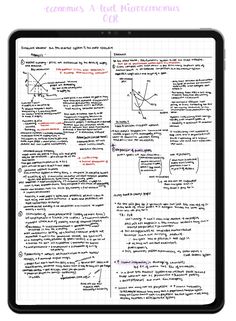 an ipad screen showing the text and diagrams on it, which are also in red