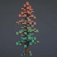 a tree made out of cubes in the dark