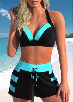 High Waisted Bikini Set. Multi color. size: S-3XL Get ready to hit the beach in style this summer with our brand new 2023 High Waisted Bikini Set collection. The perfect blend of fashion and functionality, the swimdress-inspired design ensures you look fabulous and feel comfortable during your sun-soaked days. And the best part? We're offering incredible discounts during our exclusive sale. #Swimsuit #Bikini #PlusSize #Sale2023 #Rotita Black Swimwear With Drawstring For Swimming, Black Swimwear With Drawstring For Pool, Black Drawstring Swimwear For Summer, Black Drawstring Swimwear For Pool, Black Drawstring Swimwear For Poolside, Black Drawstring Pool Bottoms, Black Color Block Beach Bottoms, Black Swimwear With Contrast Color For Beachwear, Black Swimwear With Contrast Color For Beach Season