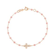 Gigi Clozeau - Cross Charm Classic Gigi Blush diamond bracelet, Rose Gold, 6.7 Iconic Symbols, Bracelet Rose Gold, Cross Bracelet, Cross Charms, Lucky Charm, Or Rose, Diamond Bracelet, Blush, Diamonds