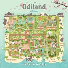 an illustrated map of the city of oakland, california with cherry blossom trees in bloom