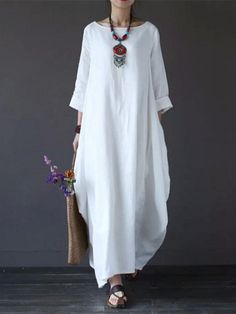 Buy More! Save More!

Color : Blue White Red Black Green

Size : M-5XL

Fabric : Linen Cotton

Occasion : Casual/Daily Vetement Hippie Chic, Plain Maxi Dress, Stil Boho, Loose Maxi Dress, Mode Boho, Cotton Linen Dresses, Maxi Robes, Moda Vintage, 가을 패션