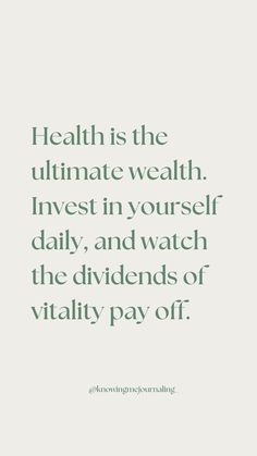 a quote that says health is the ultimate wealth invest in yourself daily, and watch the divide