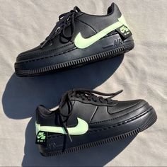 New Out Of Box Nike Air Force Jester In Black / Pale Neon Green Barely Volt. Thicker Sole Than Regular Air Force 1s And Off-Set Logo Details. New / Like New / No Box- See Pics For Couple Small Glue Spots, On Heel And Lace. Women’s Us 7.5 Eu 38.5 24.5cm Black High-top Nike Air Force 1 With Contrast Sole, Nike Air Force 1 Black With Contrast Sole, Nike Air Force 1 Low-top Black With Contrast Sole, Functional Custom Sneakers With Contrast Sole And Round Toe, Functional Black Low-top Custom Sneakers, Custom Black Low-top Sneakers With Air Max Cushioning, Modern Black Custom Sneakers With Air Max Cushioning, Nike Air Force 1 Black With Branded Insole, Black Nike Air Force 1 With Round Toe