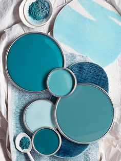 an instagram page with blue paint on it and the caption'tell us where in your home would you use these teal teal hues? find no one blue