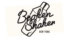 the logo for broken shaker new york, with an image of a bottle in it