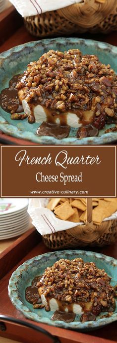 french quarter cheese spread on a plate with crackers