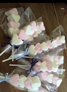 heart shaped marshmallows wrapped in cellophane