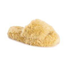 100% Polyester / Faux Fur upper, Slip on for easy entry, Flat heel, Open Toe, Memory Foam insole for added comfort, TPR indoor / outdoor outsole | MUK LUKS Orla Slippers Shoes in Yellow Size Small (Women's 5-6) Yellow Slides, Flower Slippers, Slide Slippers, Slippers Shoes, Weather Wear, Faux Fur Fabric, Slipper Socks, Slipper Shoes, Kids Jewelry