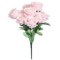 a bouquet of pink roses on a white background