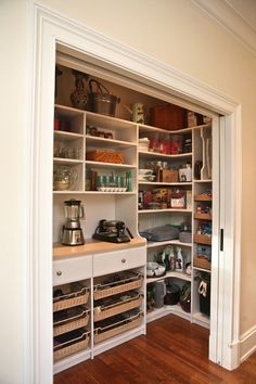 a computer screen showing a pantry with many items on the shelves and drawers in it