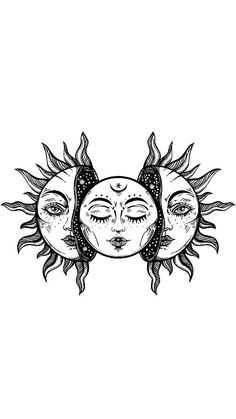 the sun and moon face tattoo design is shown on an iphone screen, with text below it