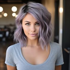 Aesthetic Haircut Ideas, Lavender Grey Hair, Kids Bob Haircut, Kids Bob, Lavender Hair Colors, Trendy Bob, Bob Haircut Ideas