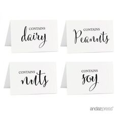 four different types of cards with handwritten words on them, each one has the same phrase