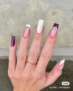 2023 Manicure, Wedding Acrylic Nails, Purple Acrylic Nails, Grunge Nails, Colored Acrylic Nails, Basic Nails, Work Nails