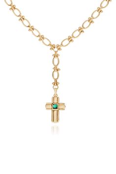 Varena is our first lariat necklace design and features an unique cable chain with a emerald cubic zirconia cross pendant. Elegant Green Cross Pendant Necklace, Elegant Crucifix Cross Necklace With Chain, Elegant Cable Chain Jewelry With Cross Pendant, Elegant Cable Chain Cross Pendant Jewelry, Elegant Green Cross Necklace, Elegant Cross Pendant Lariat Necklace With Adjustable Chain, Adjustable Cross Lariat Necklace, Elegant May Birthstone Cross Pendant Jewelry, Elegant Cross Lariat Necklace With Adjustable Chain