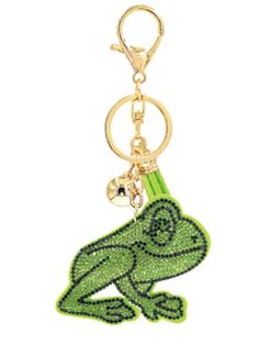 a key chain with a green frog on it