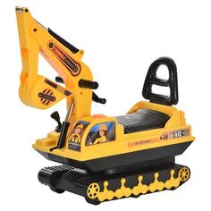 a toy bulldozer is sitting on the ground