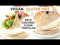 a person is holding a tortilla in their hand and it has the words vegan gluten free