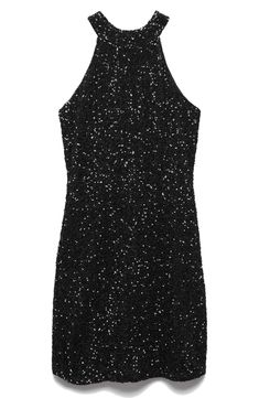 Achieve night-out perfection in this glamorous mini designed in a sleek halter silhouette and covered in lustrous sequins. Halter neck Sleeveless Partially lined 96% polyester, 4% elastane Hand wash, line dry Imported Halter Cocktail Dress, Black Halter Dress, Party Skirt, Silk Mini Dress, Dress With Tie, Mini Dress Party, Cocktail Dress Party, Women's Fashion Dresses, Elegant Style