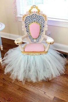 Royal throne from a Princess Pink Cinderella Birthday Party at Kara's Party Ideas. See more at karaspartyideas.com! Pink Cinderella, Princess Chair, Disney Princess Birthday Party