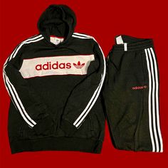 Adidas Tracksuit Set Size Large Adidas Tracksuit, Adidas Jackets, Tracksuit Set, Red Adidas, Adidas Men, Adidas Jacket, Black Red, Mens Jackets, Black And Red