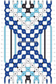 the diagram shows how to make an interlaced pattern with blue and white circles