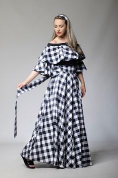 "Checkered Dress, Shirt Dress, IMPORTANT: The belt is not included in the dress listing, but it's one of our Astreaea's models. You can find it here: https://www.etsy.com/listing/995708064/womens-wide-belt-waist-tie-belt-boho?ref=shop_home_active_1 You can combine your dress with some of our masks:https://www.etsy.com/listing/818011822/. KEY FEATURES: - Fit & flare, floor-length, lose fit - Adjustable sleeves - Cuffs -Side pockets 🌀 Materials & Care 95% Cotton; 5% Elastane Hand washes i White Belted Dress For Evening, Plaid Wedding Dress, Wedding Dress Black And White, Plaid Wedding, Wedding Dress Black, Buffalo Plaid Dress, Checkered Dress, Tartan Dress, Dress Black And White