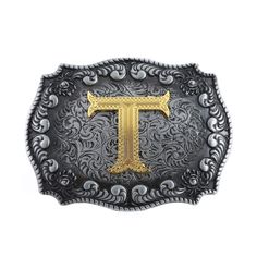 PRICES MAY VARY. Fitted size: This vintage alphabet western cowboy belt buckle measures approximately 2.36 " by 3.28" which can fit standard 1.5" belts and weight about 74.11g. It's a small belt buckle in case you are not sure about how big it is. Material: High quality alloy. This perfect well polished Texas cowboy belt buckle is strong and sturdy, ain't easy to break and will never faded easily. Fancy detail design: Our upgrade retro belt buckle tells you what is special. The salient golden al Small Alphabet Letters, Belt Buckles Men's, Z Initial, Small Alphabets, Custom Belt Buckles, Cowboy Belt Buckles, Cowboy Rodeo, Western Belt Buckles, Silver Background