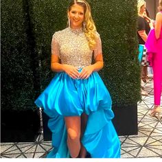 Custom Ashleylauren Highlow Worn Once Size 2 Luxury High Low Prom Dress, Luxury Sleeveless High Low Dress For Prom, Light Blue High Low Dress, Spring Prom High-low Dress, Teal High Low Skirt, Jr Prom, Junior Prom, High & Low, High Low Dress