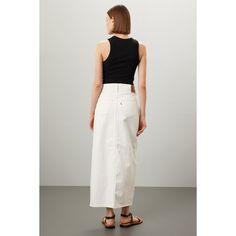 Off-white cotton (100% Cotton). Jeans & Denim. Front button fly closure. 38" inseam. 10.5" rise. Imported. High Rise Relaxed Cotton Skirt, White Relaxed Fit Cotton Skirt, White Relaxed Cotton Skirt, White High Waist Cotton Denim Skirt, White High-waisted Cotton Denim Skirt, High-waisted White Denim Skirt With Pockets, High Waist White Denim Skirt With Pockets, White High Waist Denim Skirt With Pockets, White High-waisted Denim Skirt With Pockets