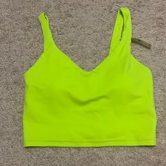 Aerie Offline Neon Green/Yellow Tank Top - Size Medium - Nwt Never Worn Before - Built In Bra Neon Yellow Outfit, Neon Green Crop Top, Purple Graphic Tee, Green Cropped Hoodie, Disney Fits, Neon Accessories, Fur Lined Hoodie