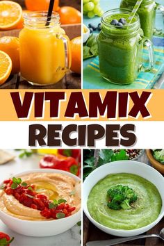 a collage of various pictures with the words vitaminix recipes