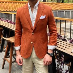 Men's Linen Blazer Jacket Beach Wedding Casual Tailored Fit Solid Colored Single Breasted Two-buttons ArmyGreen Camel 2024 2024 - ₩84166 Beach Wedding Casual, Summer Outerwear, Wedding Casual, Mens Sport Coat, Mens Linen, Mens Fall, Sleeve Jacket, Linen Blazer, Blazers For Men