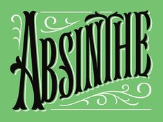 the word absnere is written in black and green ink on a green background