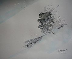 a drawing of a skier in the snow