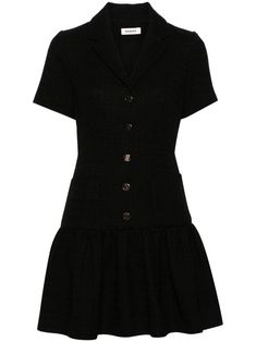 Notched Collar Dress, Classy Dresses Elegant, Italian Street Style, Dresses For Church, Sandro Dress, Black Collared Dress, Burberry Dress, Church Dress, Black Tweed